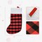 Wrapables Christmas Buffalo Plaid Stockings With Plush White Cuff, Hanging Fireplace Holiday Decoration (Set of 3), Red
